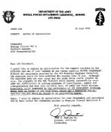 Dankschreiben Special Forces 1976