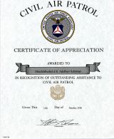 Certifikat of Appreciation of Civil Air Patrol