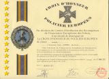 Verleihungsurkunde La Croix D`Honneur du Policier 