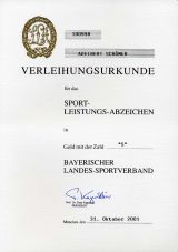 Bayern-Sport-Leistungsabzeichen in GOLD mit Zahl 5