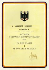 Urkunde Soldatensportwettkampf 1972