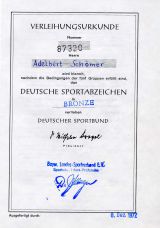 Verleihungsurkunde Deutsches Sportabzeichen 1972