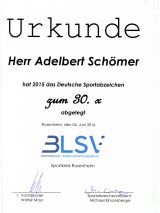 Ehrengabe 30 x Deutsches Sportabzeichen in Gold