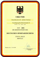 Militrurkunde 16 x Deutsches Sportabzeichen 
