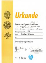 Verleihungsurkunde 20 x Deutsches Sportabzeichen 